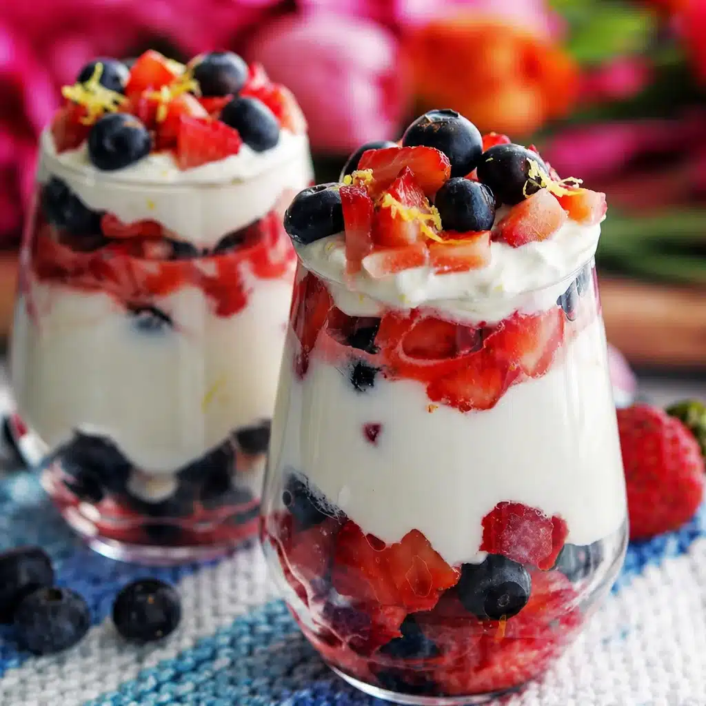No-Bake Lemon Mascarpone Cream Pots with fresh berries and creamy filling