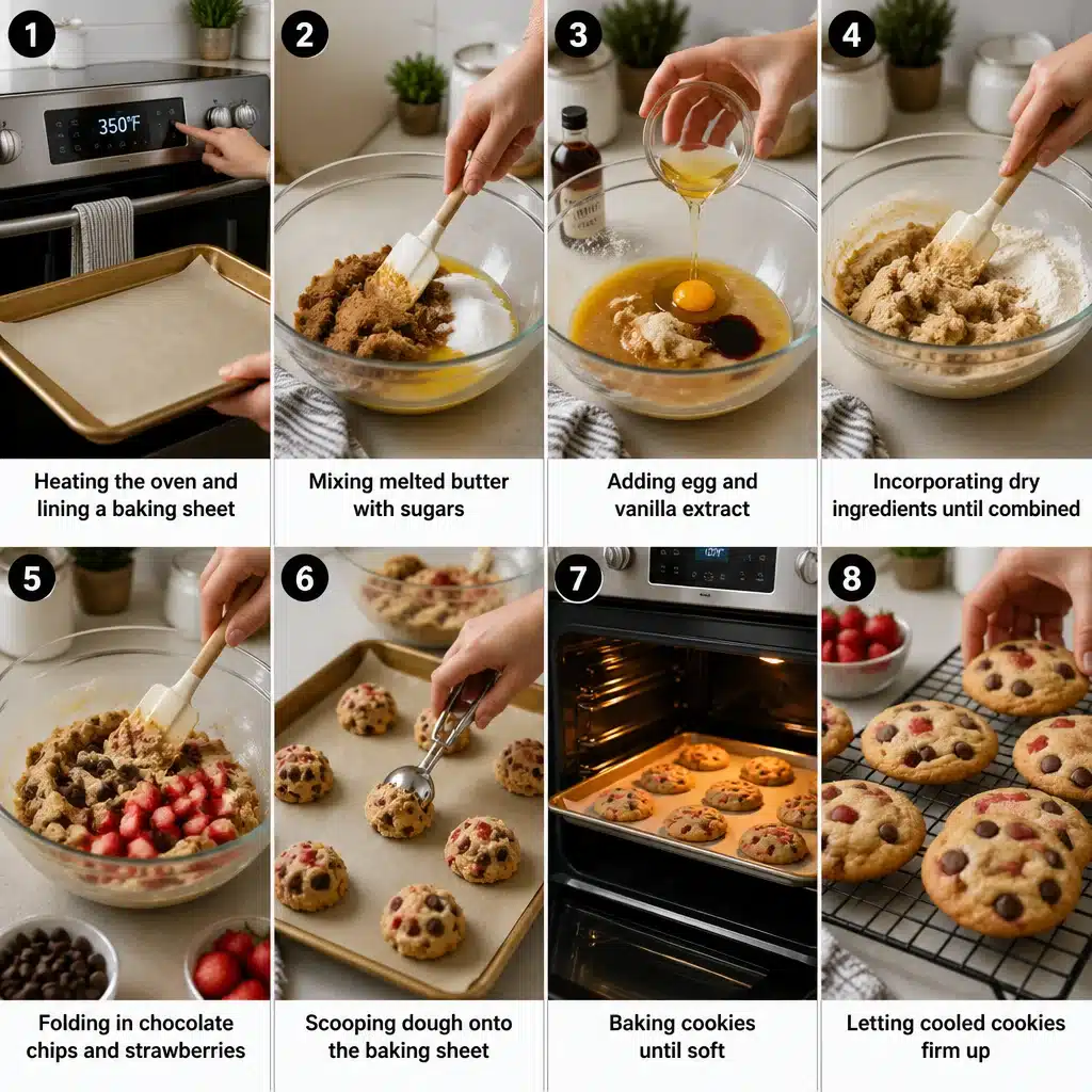 Delicious One-Bowl Cocoa Strawberry Cookies (Soft & Melty)