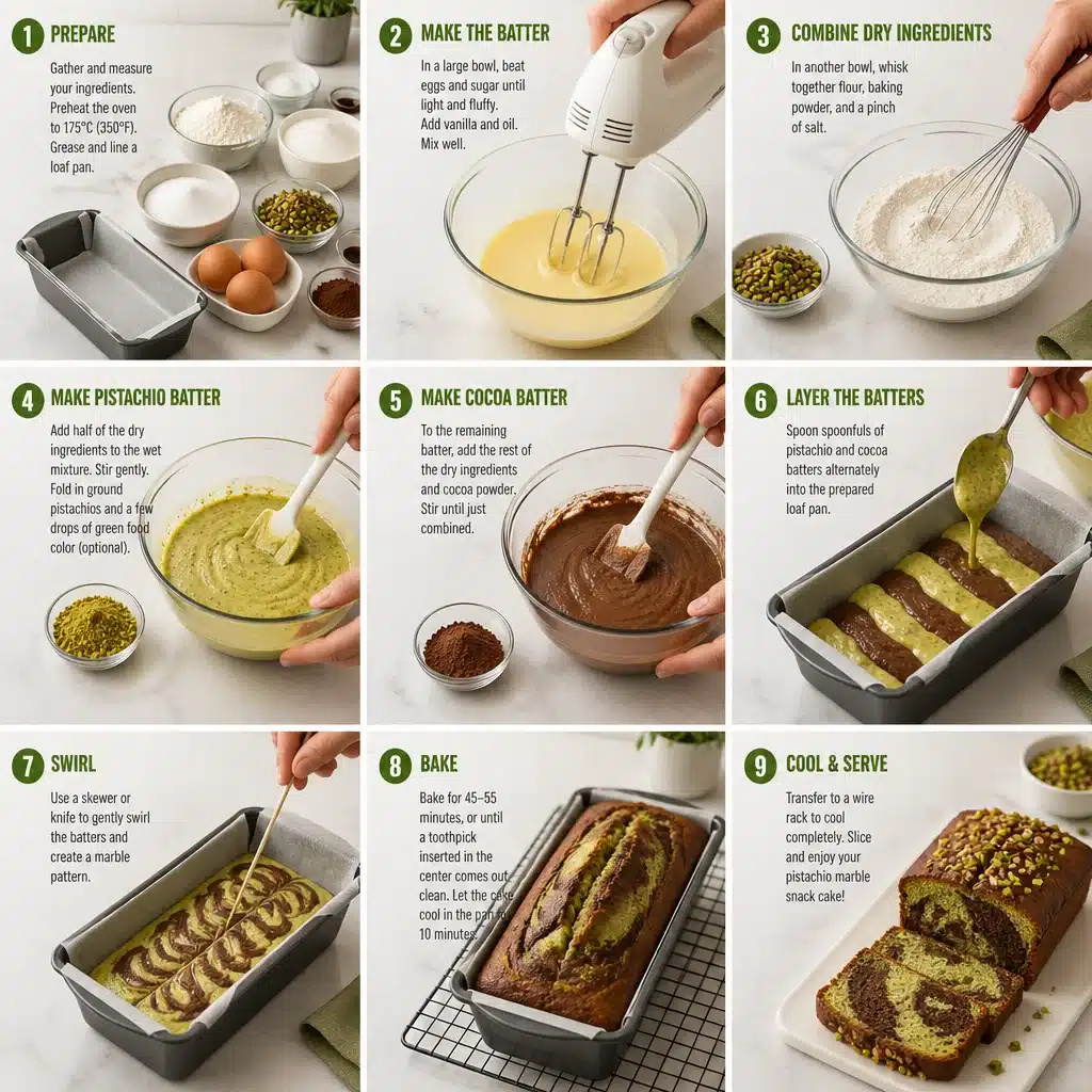 Delicious One-Bowl Pistachio Marble Snack Cake That's Ultra-Moist!