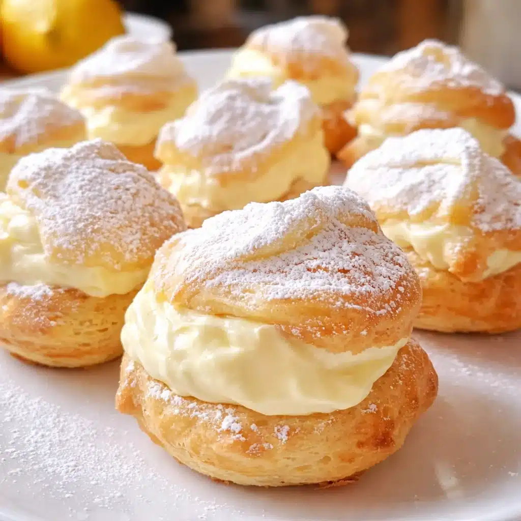 Limoncello Mascarpone Profiteroles with creamy lemon filling in puff pastry