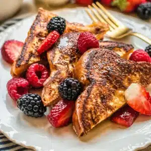 Delicious Mascarpone Stuffed French Toast with strawberries and chocolate, perfect for brunch