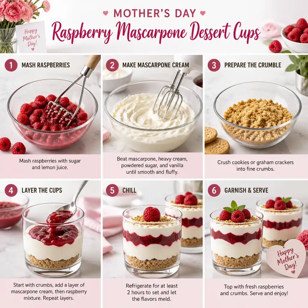 Mother’s Day Raspberry Mascarpone Dessert Cups (No-Bake, Light & Creamy)