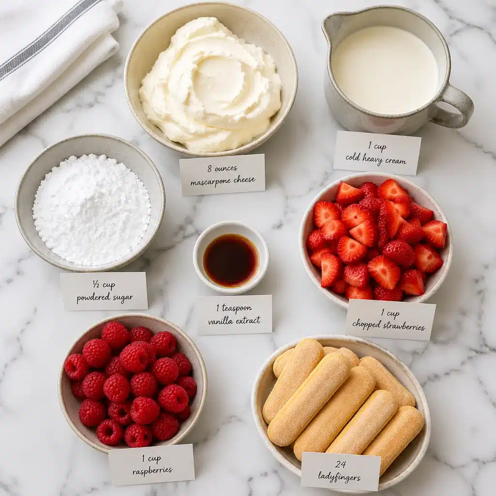 Delightful No-Bake Strawberry Raspberry “Frozen” Tiramisu Cups