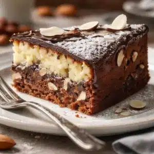 Decadent Almond, Ricotta, and Chocolate Cake with rich flavors and creamy texture.