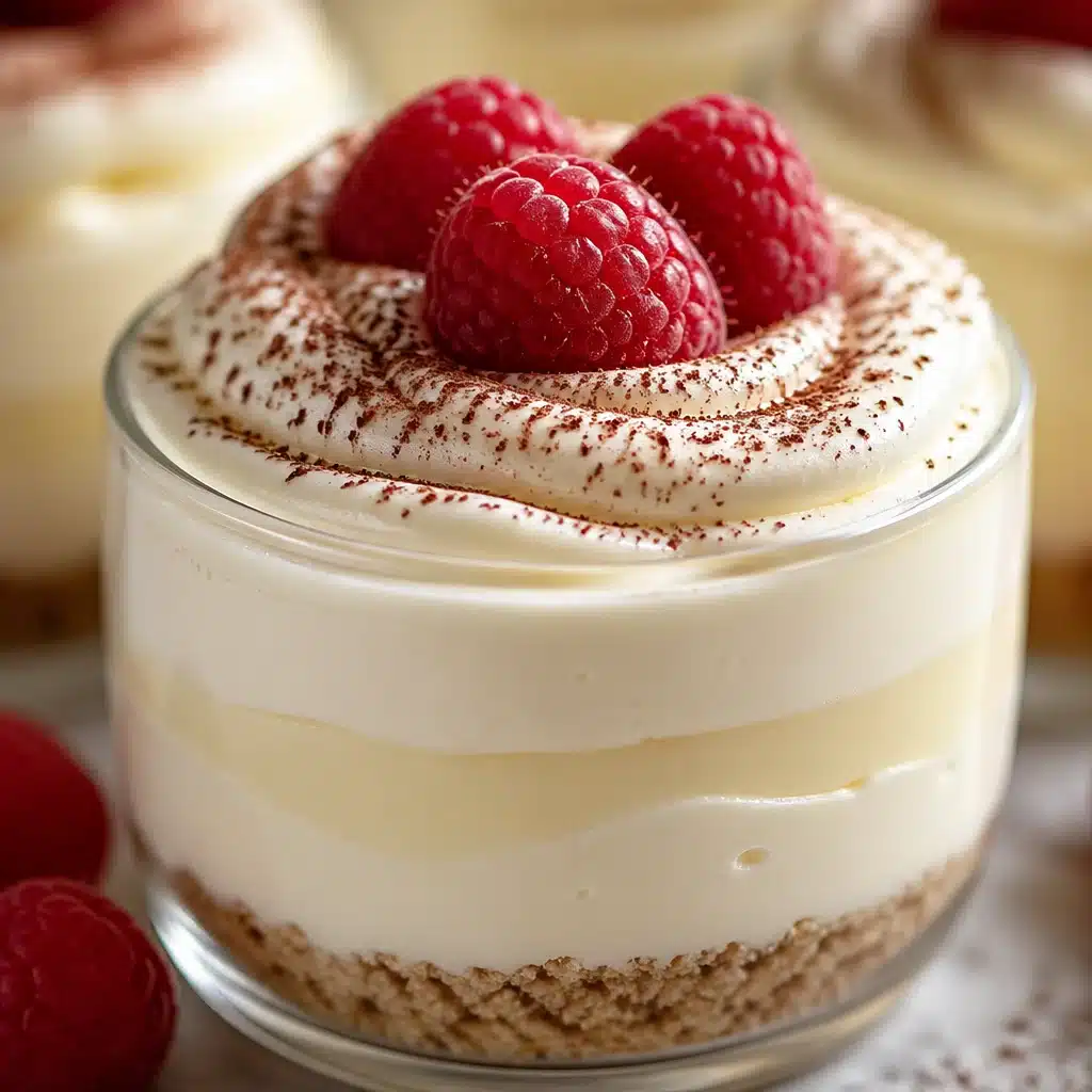 No-Bake White Chocolate Mascarpone Cream Pots served in elegant glass jars