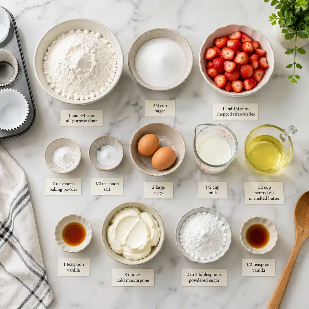 Mother’s Day Strawberry Mascarpone Muffins (Bakery-Style, Gooey Centers)