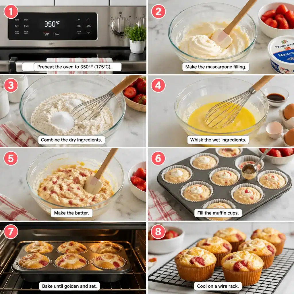 Mother’s Day Strawberry Mascarpone Muffins (Bakery-Style, Gooey Centers)