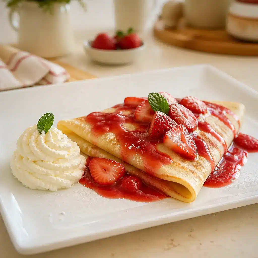 Lemon Ricotta Crepe Bake – Brunch-Pretty – Strawberry Compote