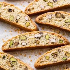 Lemon Vanilla Pistachio Biscotti with zesty lemon and crunchy pistachios