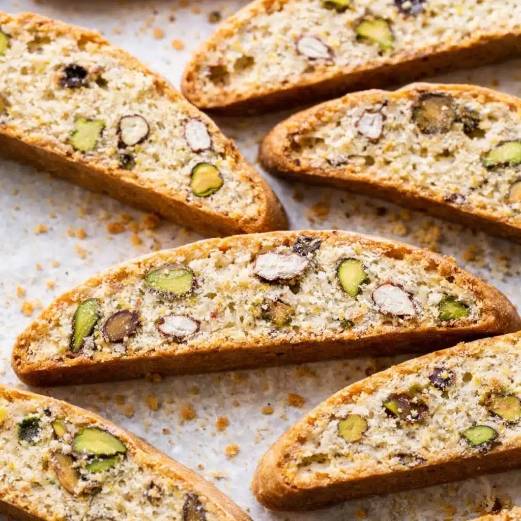 Lemon Vanilla Pistachio Biscotti with zesty lemon and crunchy pistachios