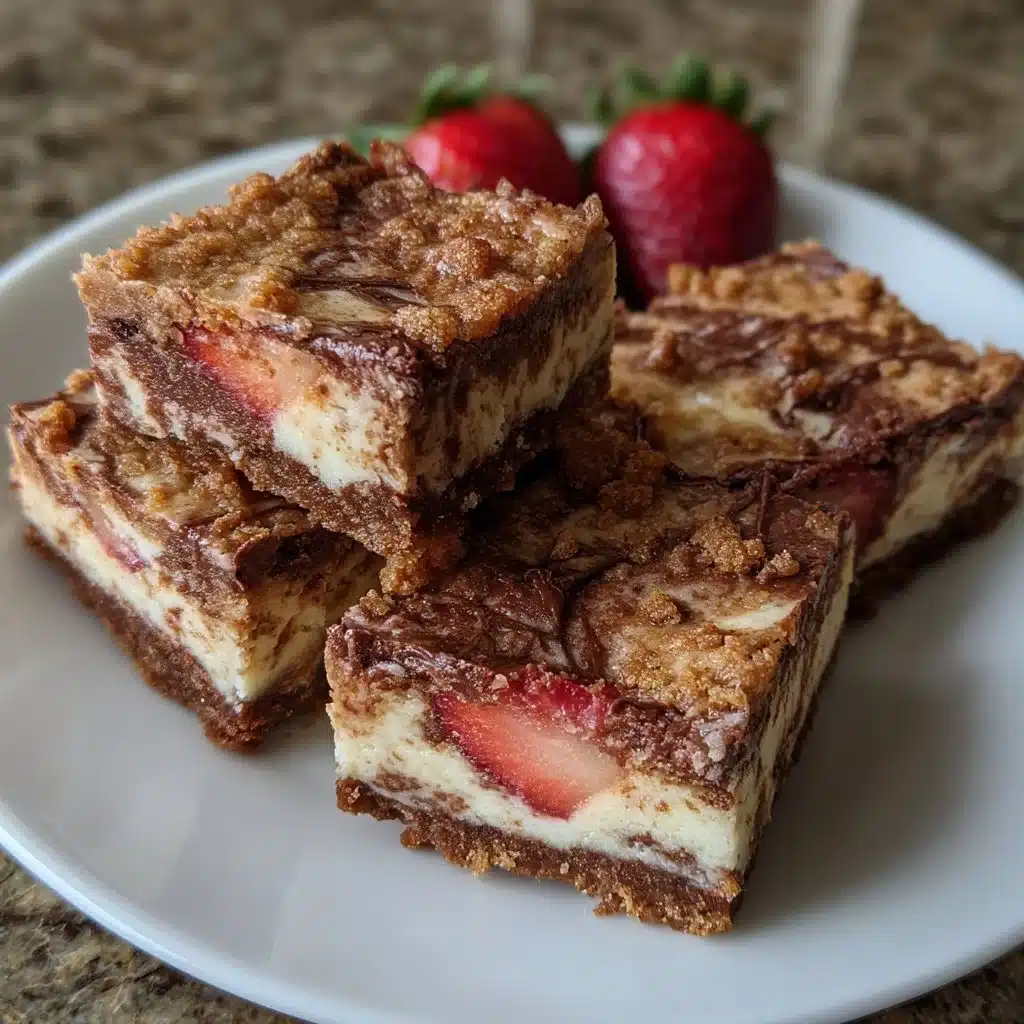 Mocha Strawberry Mascarpone Layer Bars with rich coffee and fresh strawberries