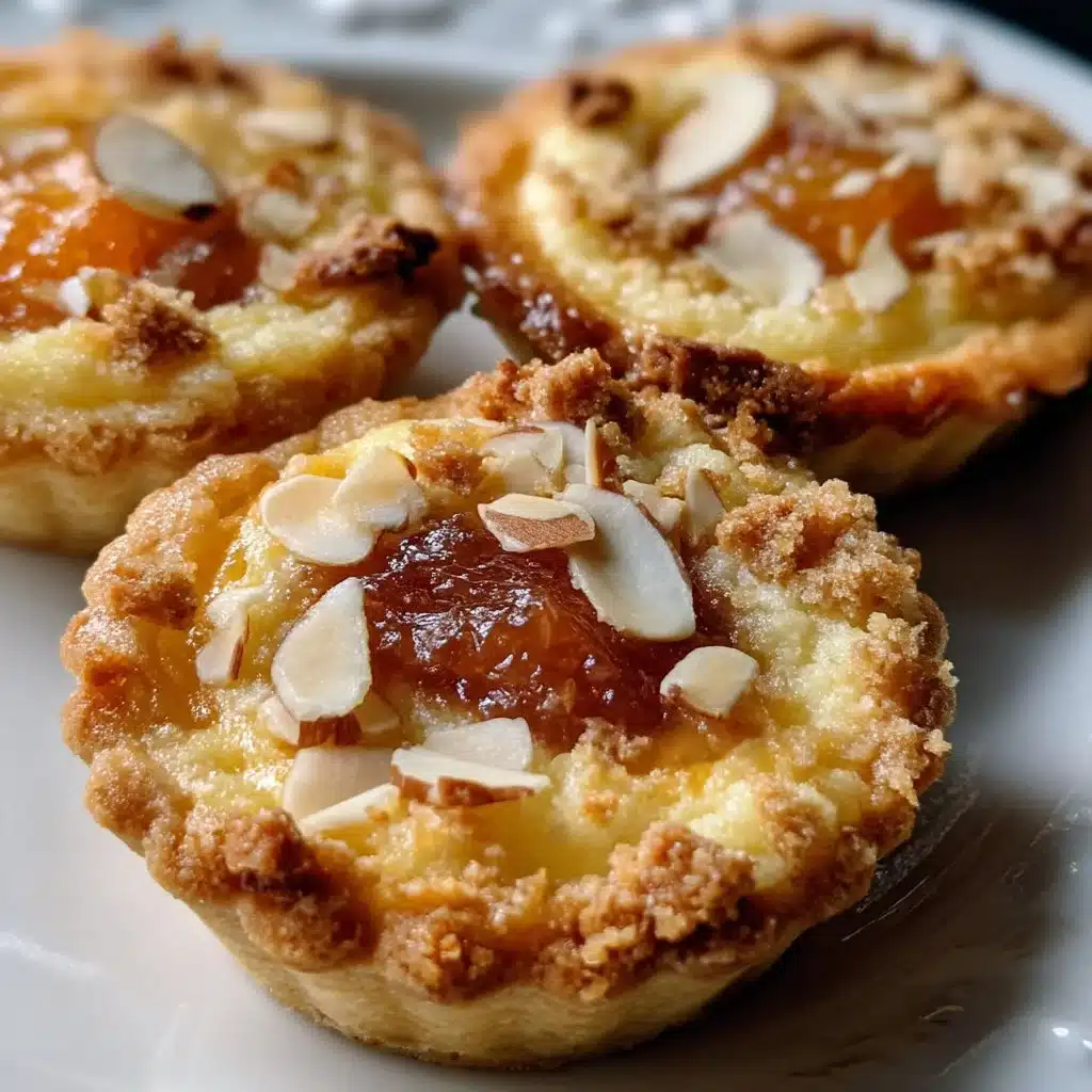 Mother's Day apricot almond ricotta tartlets garnished with fresh fruit.