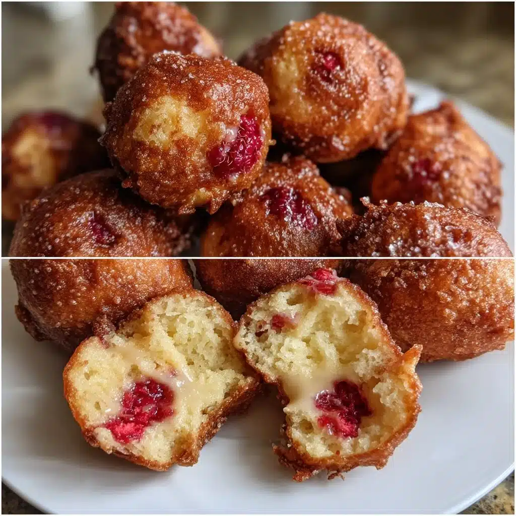 Delicious Mother's Day Raspberry Mascarpone Donut Holes served on a platter