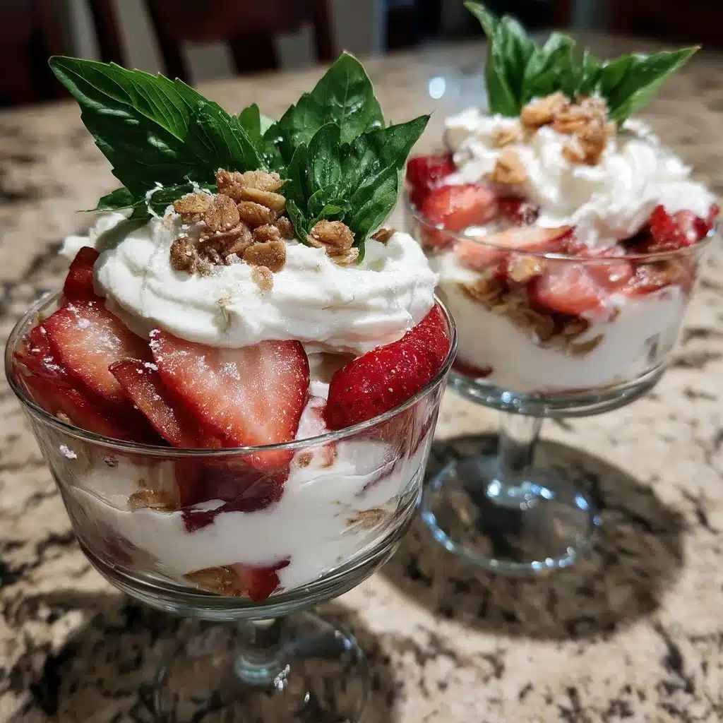 Mother's Day Strawberry Basil Mascarpone Parfaits
