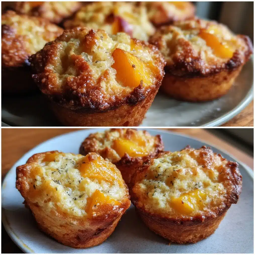 Peach cardamom ricotta tea cakes on a decorative plate