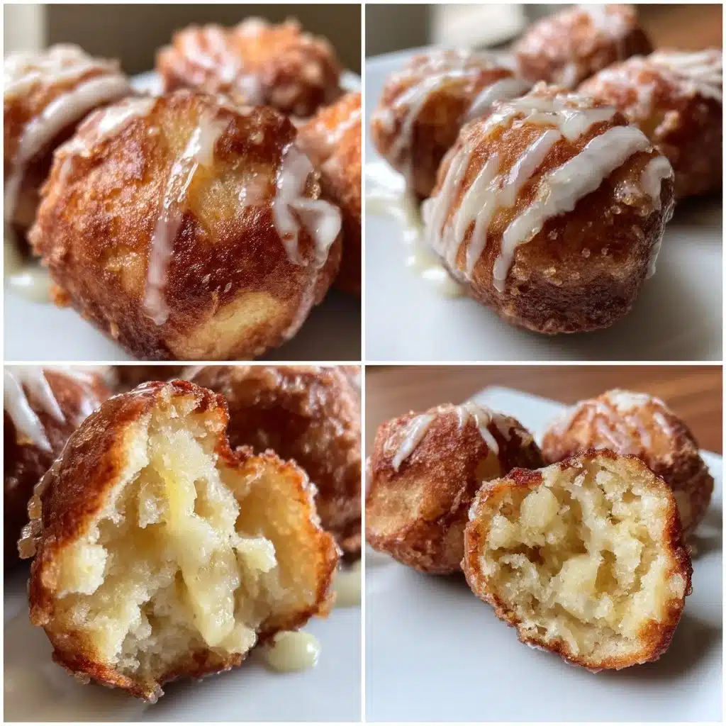 Peach ginger ricotta donut holes served on a plate
