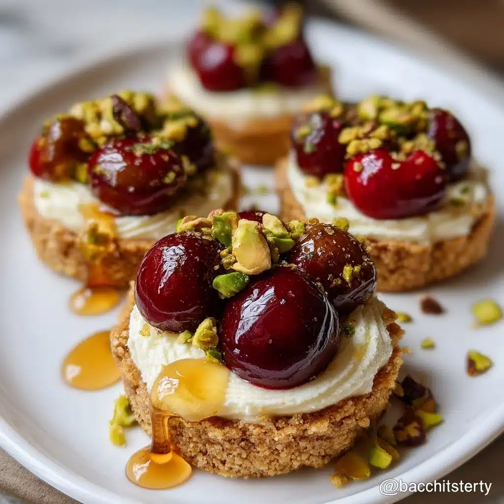 Cherry pistachio tartlets with mascarpone cream for picnics