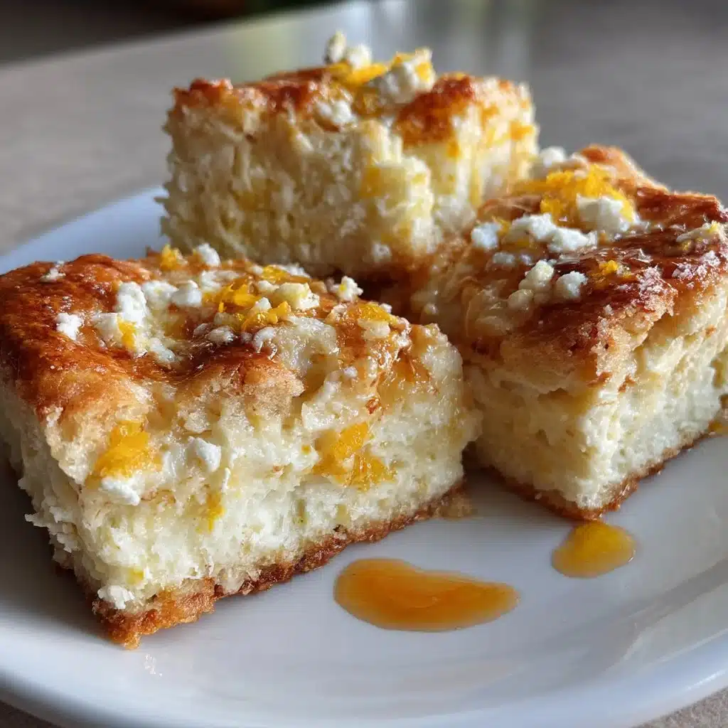 Picnic Orange Ricotta Breakfast Squares served on a plate, ideal for brunch.