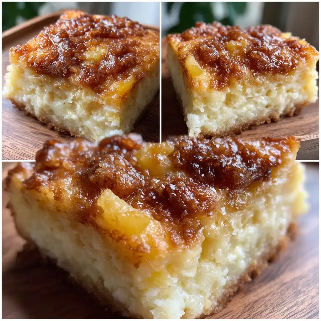 Pineapple Brown Sugar Ricotta Sheet Cake topped with fresh pineapple slices.