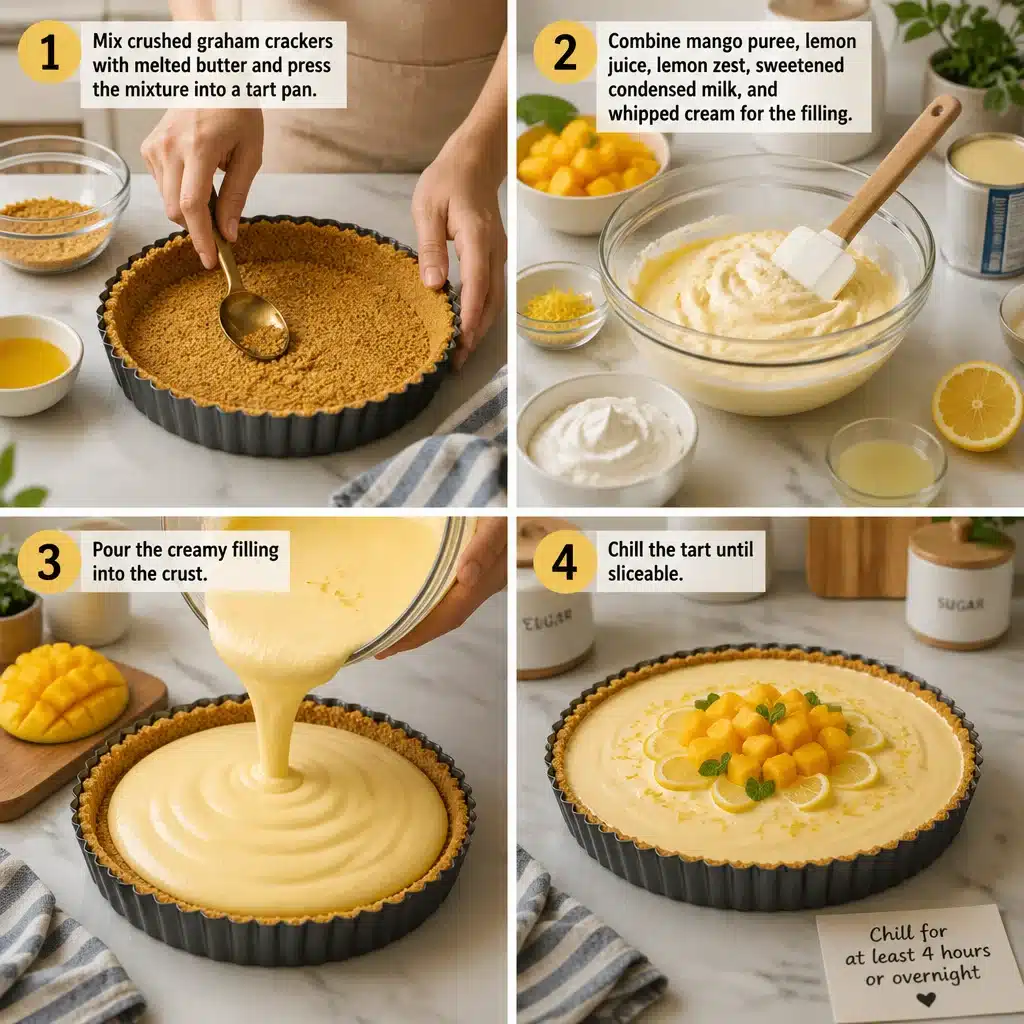 Refreshing No-Bake Mango Lemon Tart - A Sweet Summer Treat