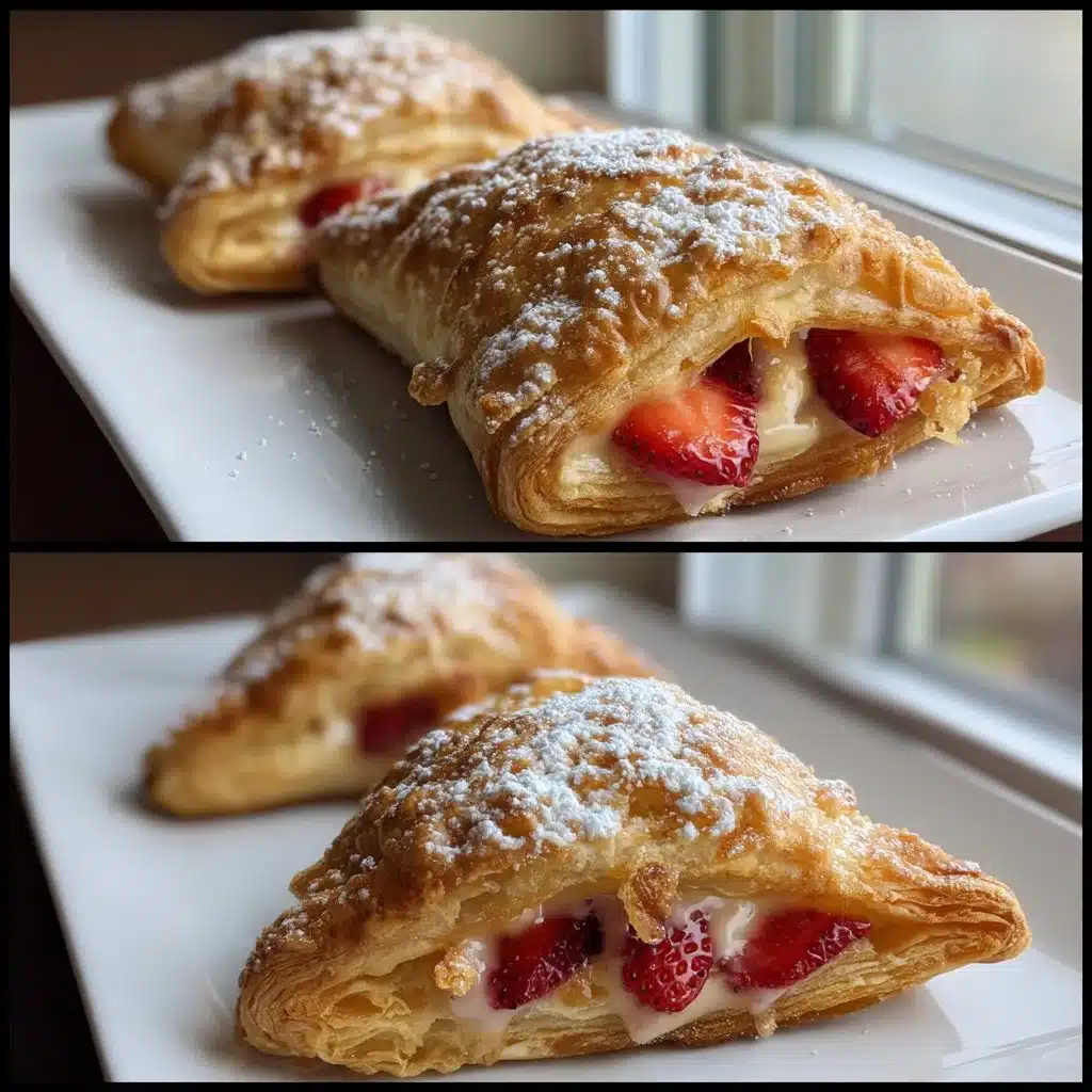 Delicious Strawberry Almond Turnovers with mascarpone filling and flaky pastry