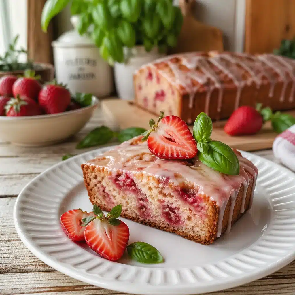 Strawberry Basil Glazed Quick Bread – Soft & Sweet Delight