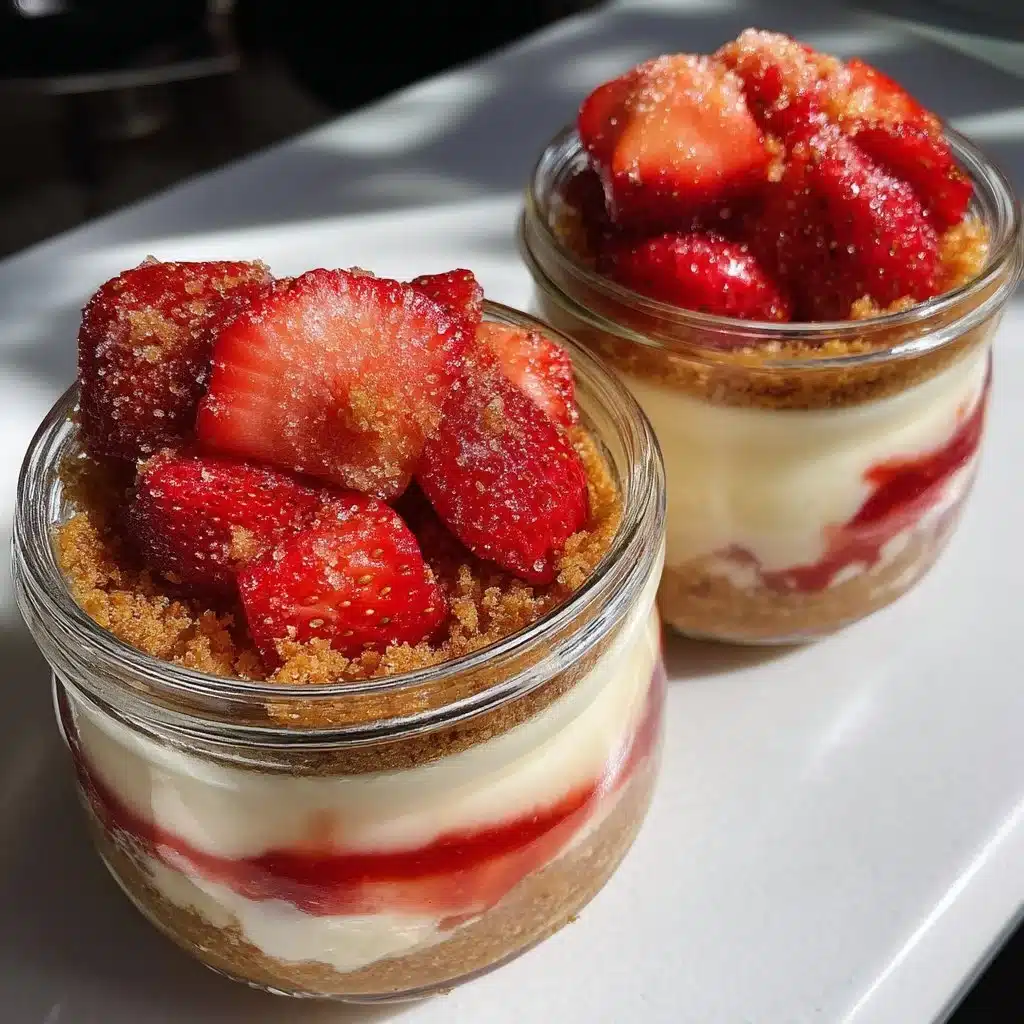 Strawberry Graham Mascarpone Cheesecake Jars