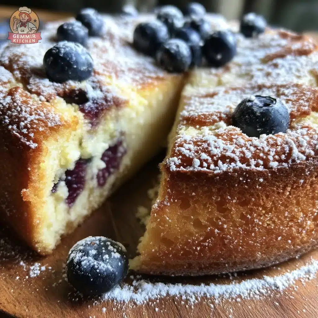 Cozy Old-Fashioned Creamy Blueberry Ricotta Coffee Cake 4 Cozy old-fashioned blueberry ricotta coffee cake topped with fresh blueberries.