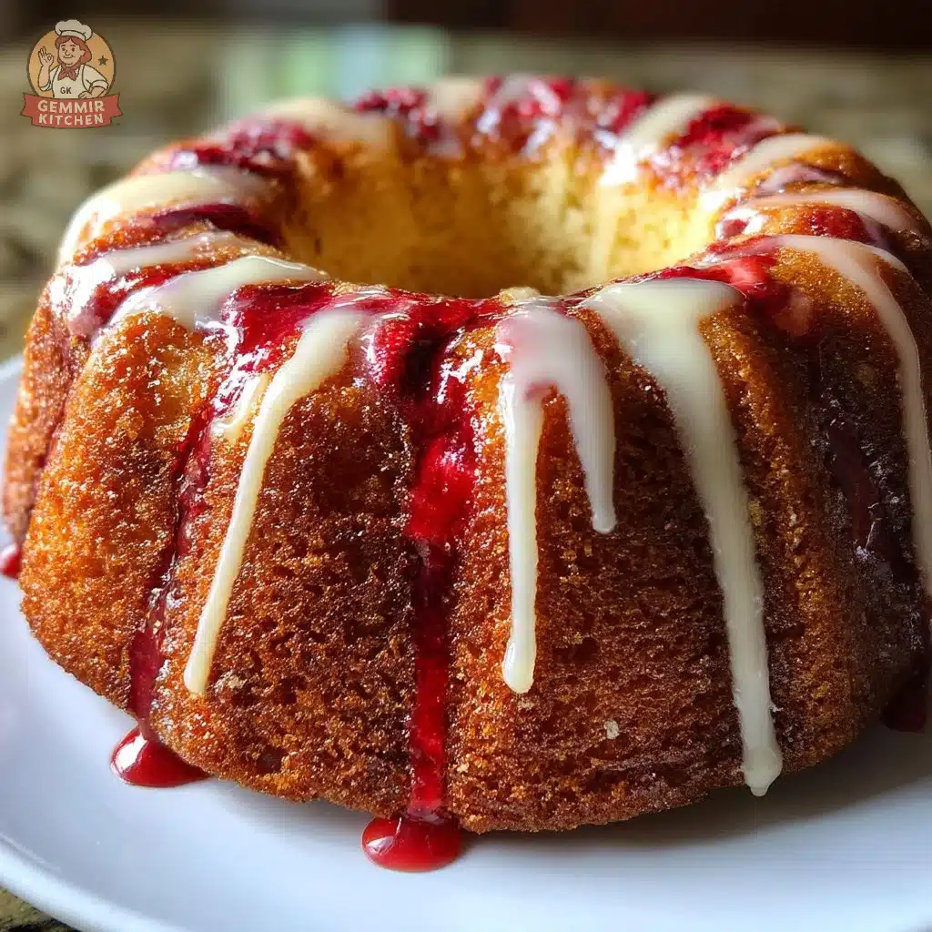 Cozy old-fashioned soft strawberry pound cake with fresh strawberries