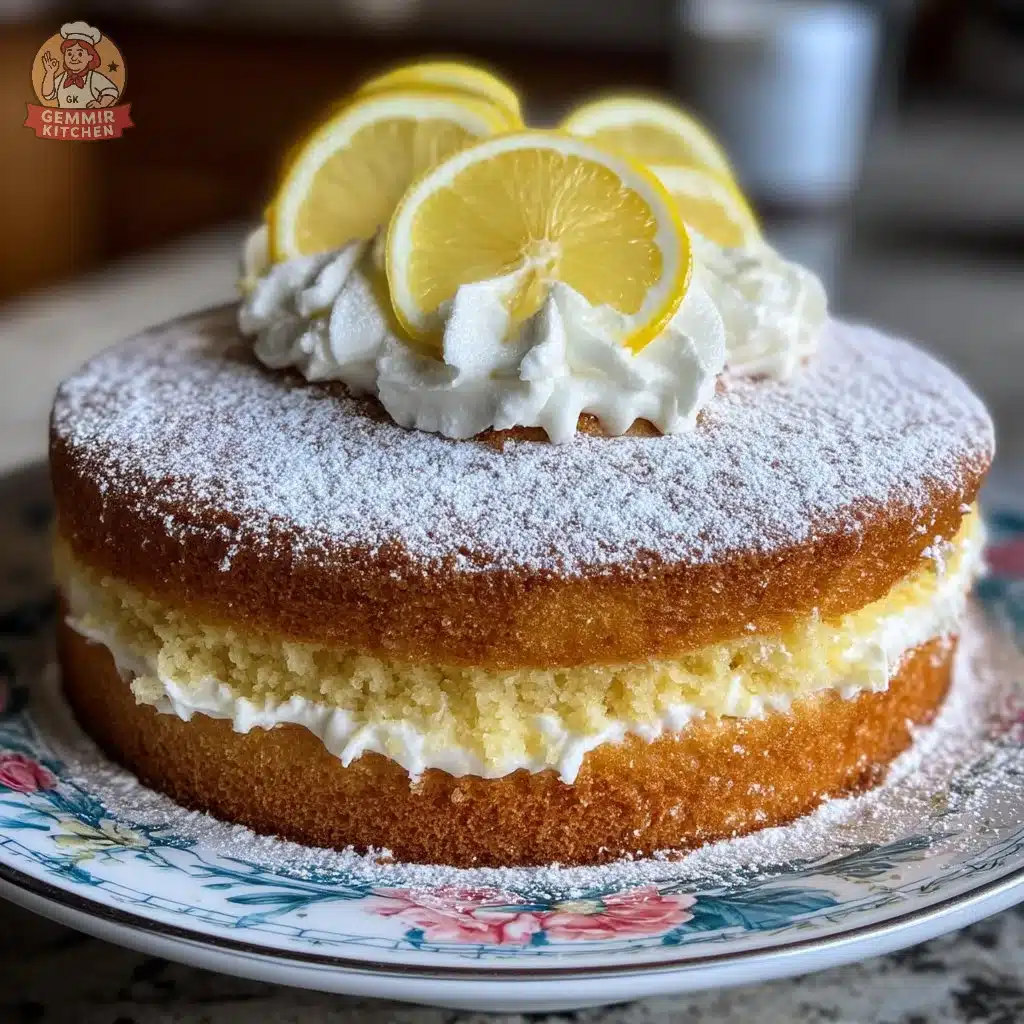 Delicious Creamy Lemon Memorial Cake served in a cozy setting