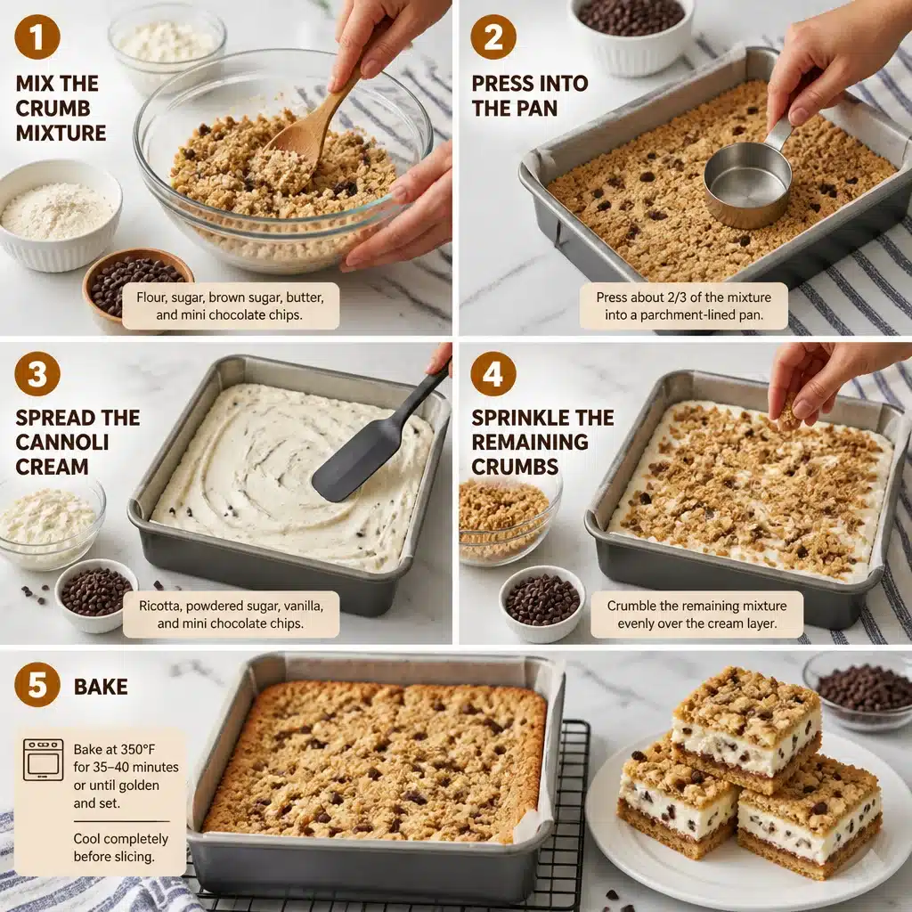 Delicious Cannoli Cream Crumb Bars You’ll Adore Making