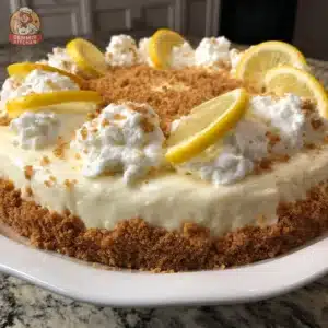 Slice of easy creamy old-fashioned lemon icebox pie on a plate