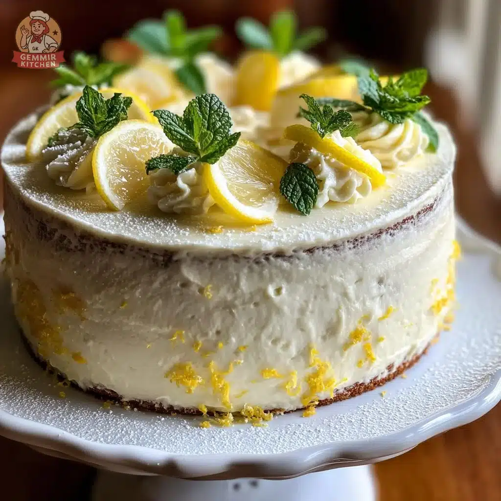 Slice of old-fashioned creamy lemon garden cake on a plate