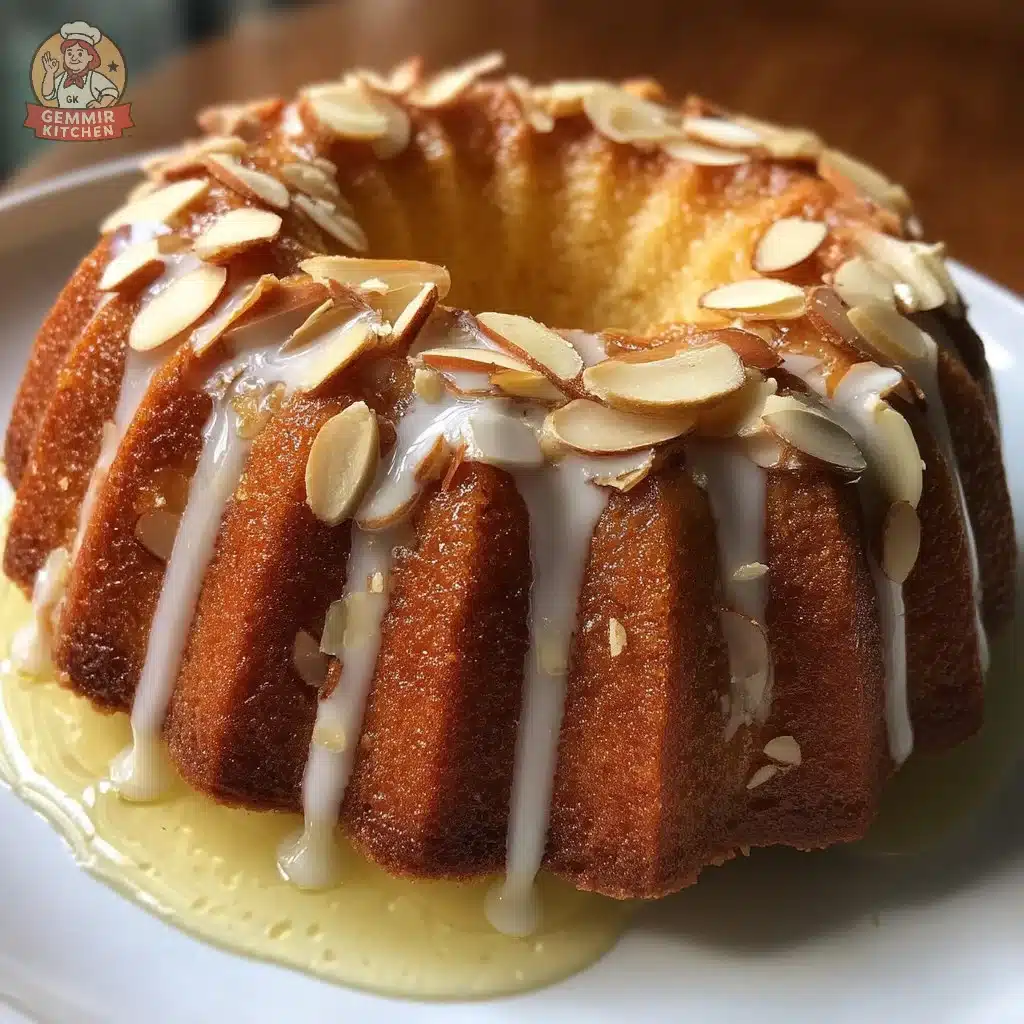 Old-Fashioned Lemon Almond Pound Cake 4 Sliced old-fashioned lemon almond pound cake on a rustic wooden table
