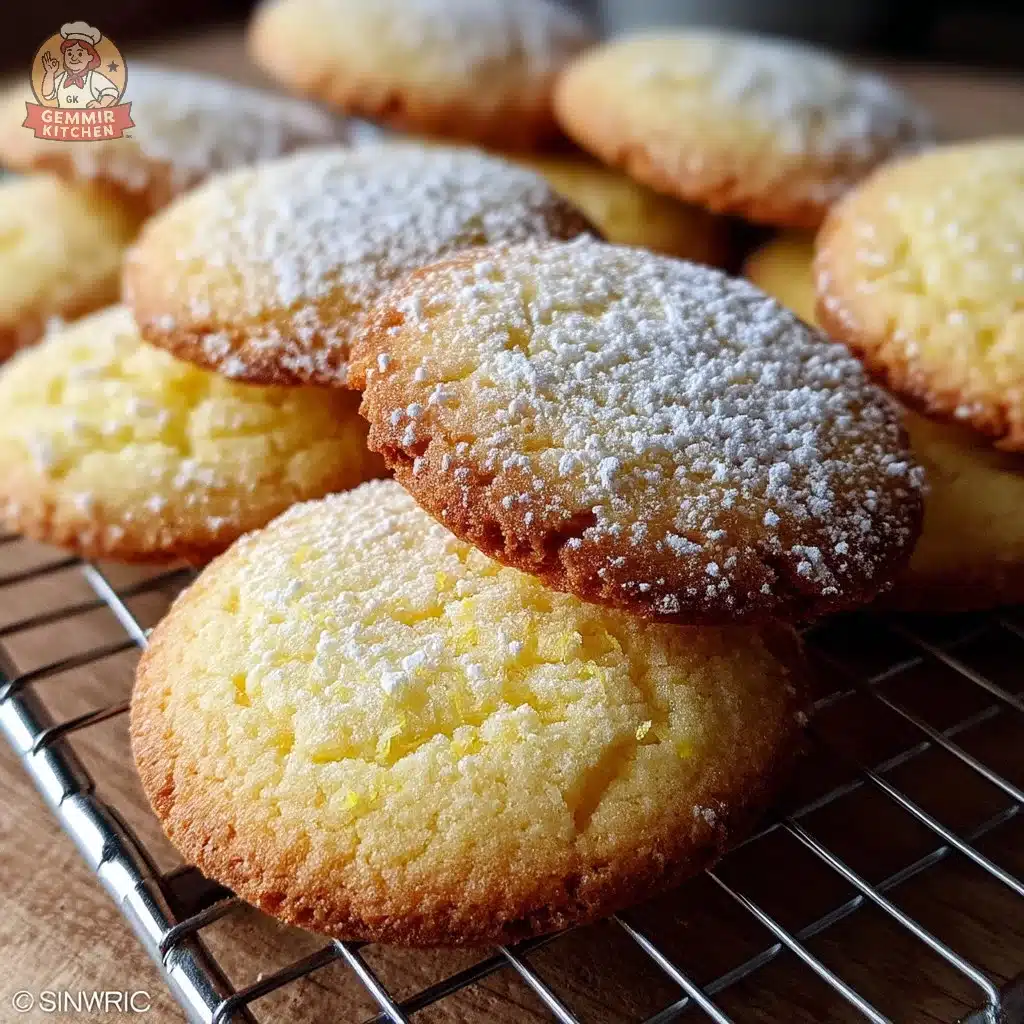 Freshly baked old-fashioned soft lemon shortbread cookies on a plate