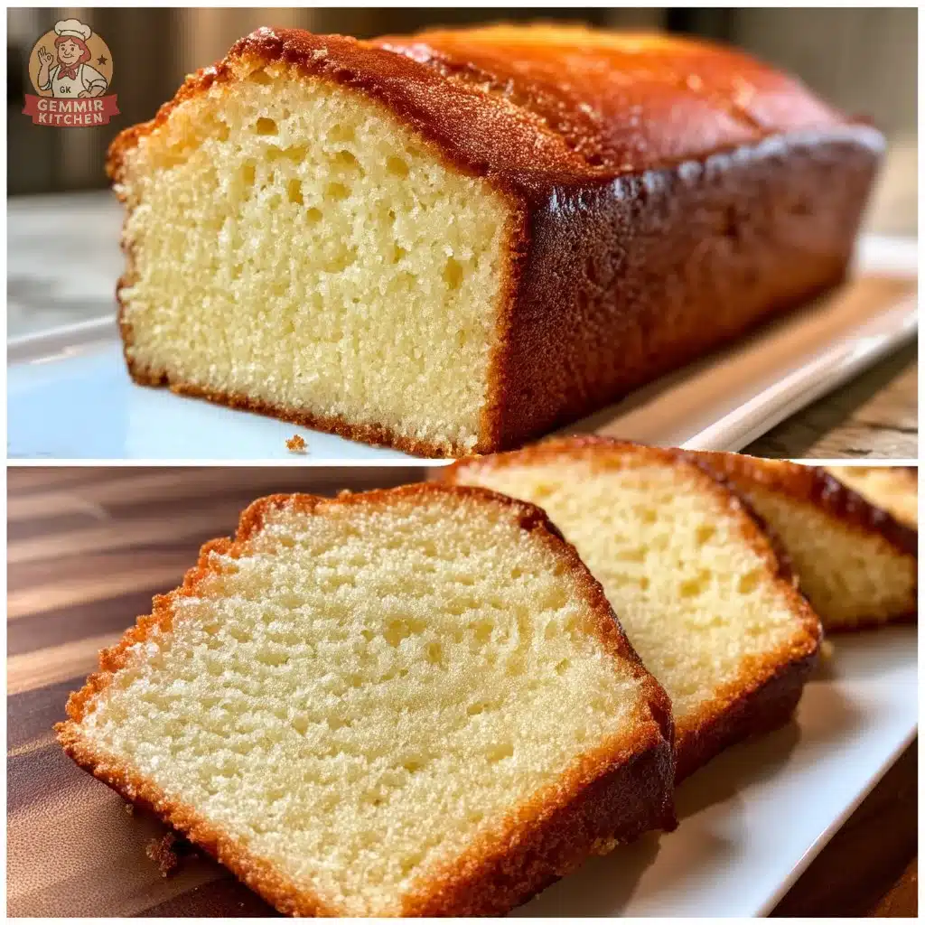 One-bowl vanilla pound cake ready to serve, showcasing its moist and fluffy texture