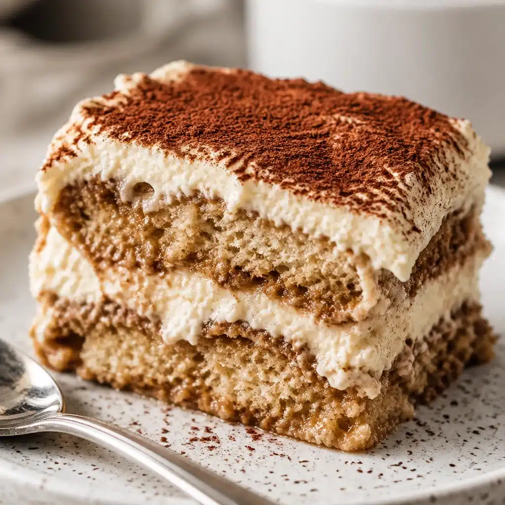 Delicious Tiramisu Snacking Cake with creamy mascarpone filling and chocolate coating