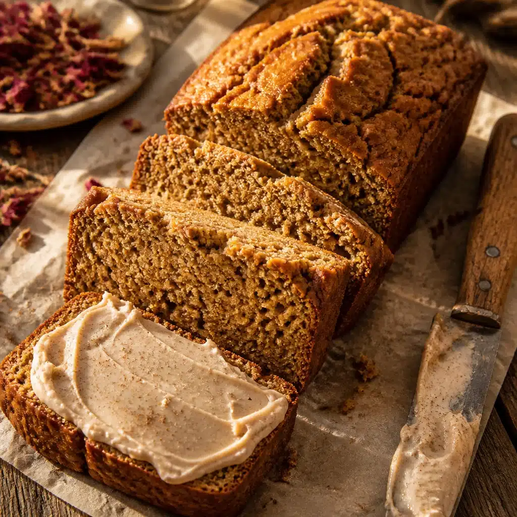 Amazingly Moist Maple Banana Bread with a Nutty Surprise 5 A slice of Amazingly Moist Maple Banana Bread showcasing its rich, moist texture and banana flavor.