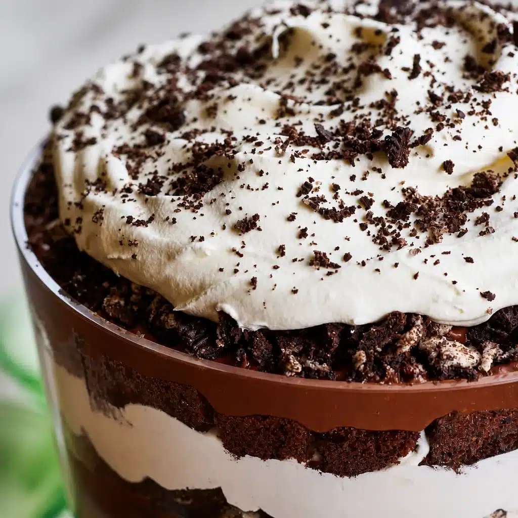 Classic Chocolate Trifle Recipe: A Delightfully Easy Treat 4 Delicious Classic Chocolate Trifle with layers of chocolate cake and creamy pudding.