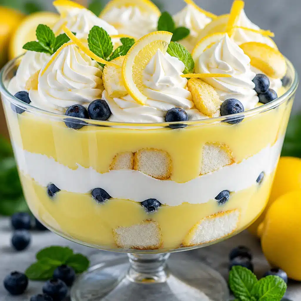 Classic Lemon Trifle Recipe: Layered Bliss That's So Easy! 4 Delicious layered lemon trifle dessert with lemon curd, cake, and fresh berries.
