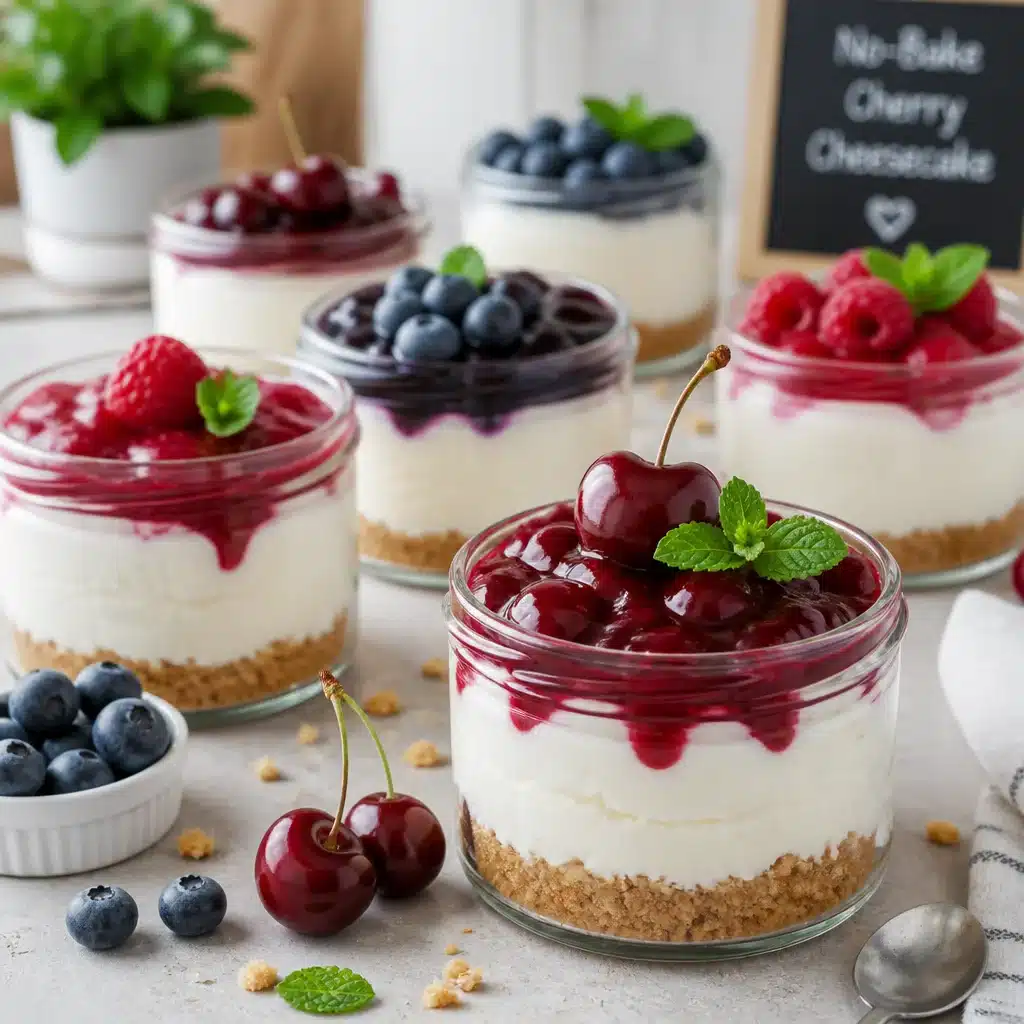 Delicious No-Bake Cherry Cheesecake Jars - A Simple Crowd Pleaser 5 - No-Bake Cherry Cheesecake Jars (Easy Dessert for a Crowd)