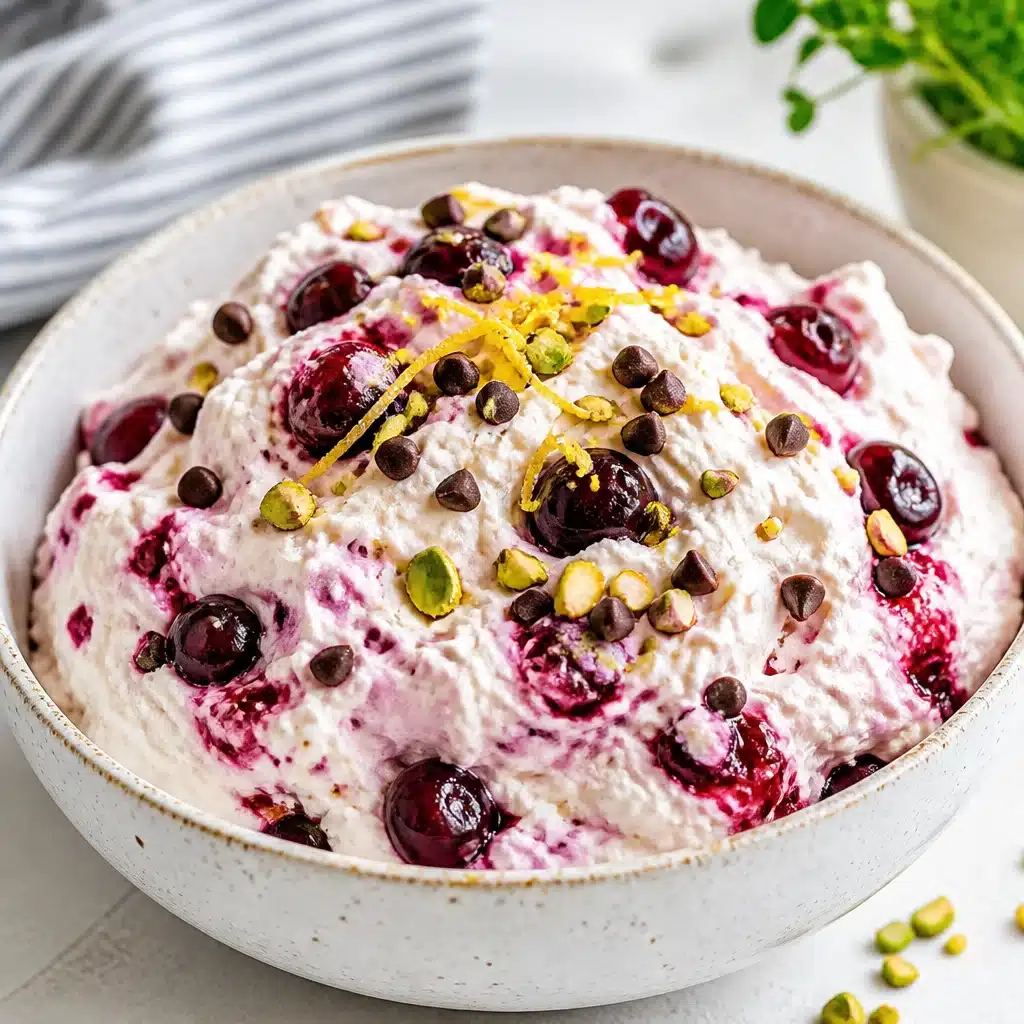 Deliciously Creamy Cherry Ricotta Fluff: An Italian-Inspired Treat 4 Delicious Creamy Cherry Ricotta Fluff served in a bowl, showcasing its creamy texture and vibrant color.