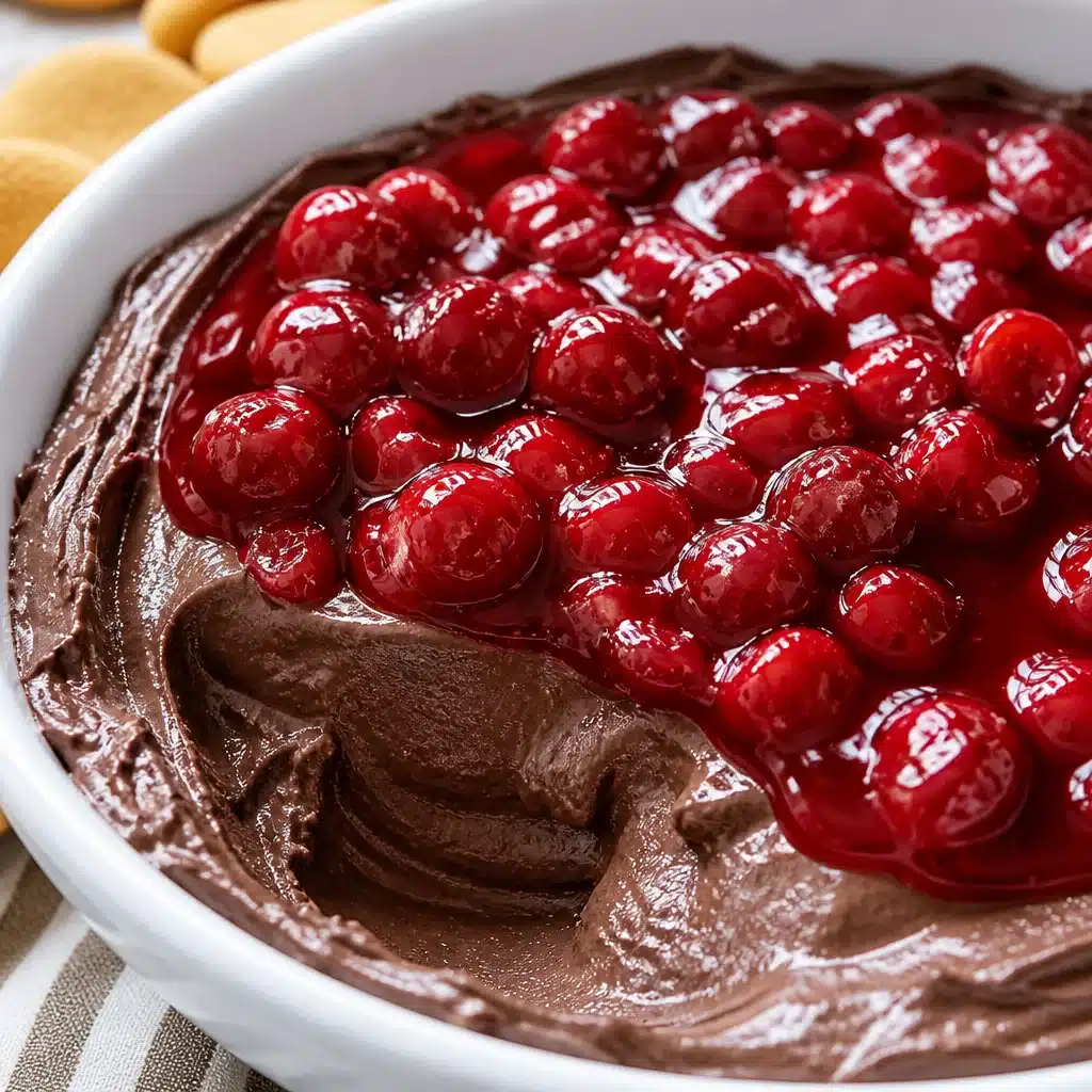 Deliciously Easy Creamy Cherry Pudding Dip (Perfect Dessert Dip) 6 Delicious creamy cherry pudding dip with fresh fruit and cookies