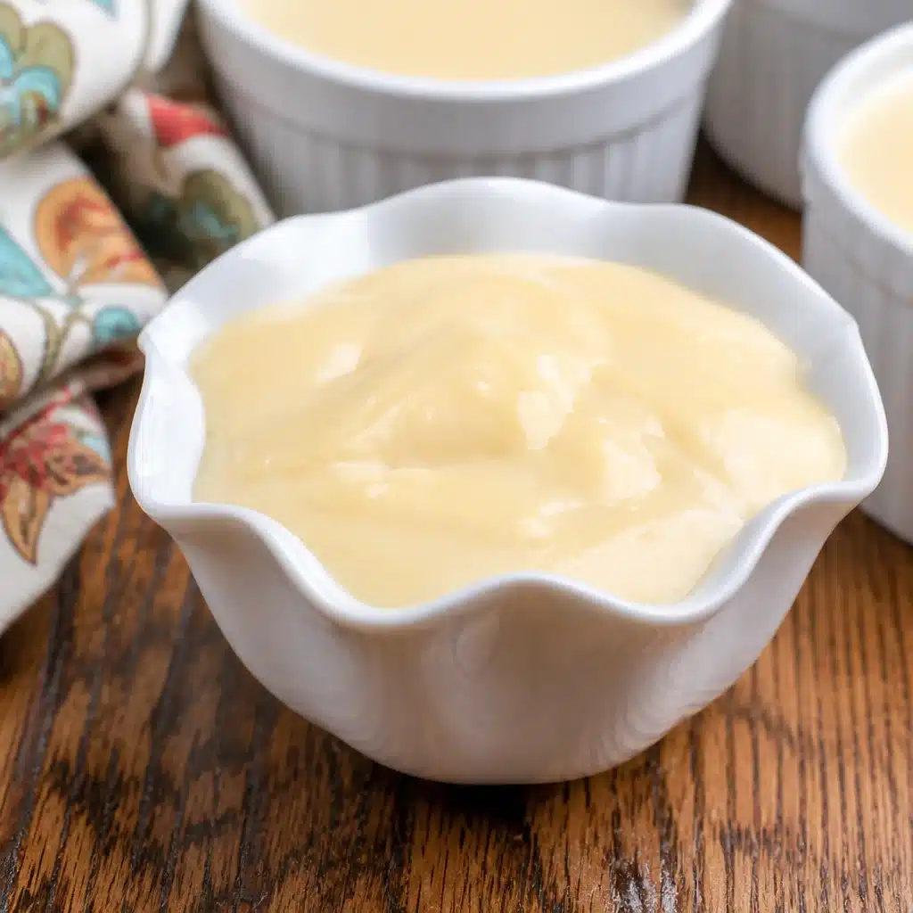 Bowl of creamy homemade vanilla pudding topped with whipped cream and berries.