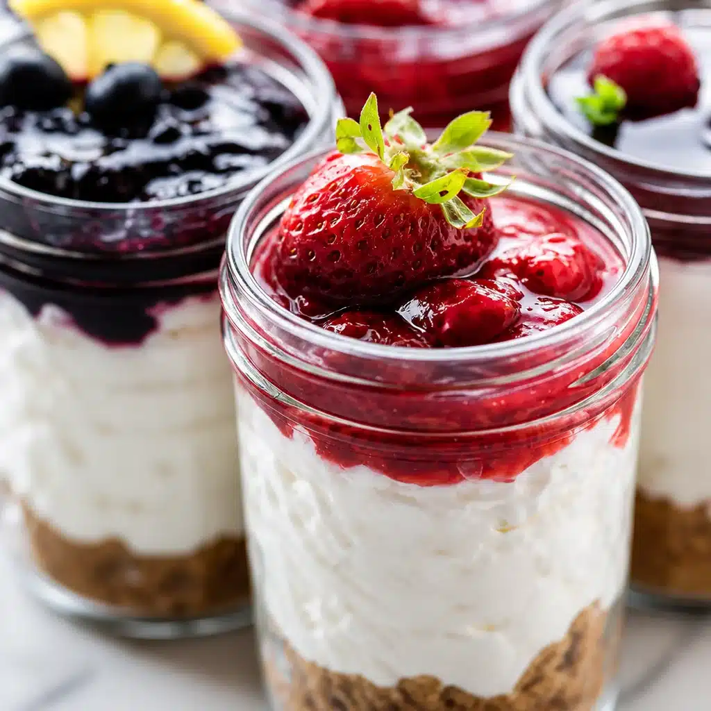 Easy No-Bake Chocolate Cheesecake Jars for Your Next Gathering 4 No-Bake Chocolate Cheesecake Jars in a glass with chocolate crumb crust and creamy filling.