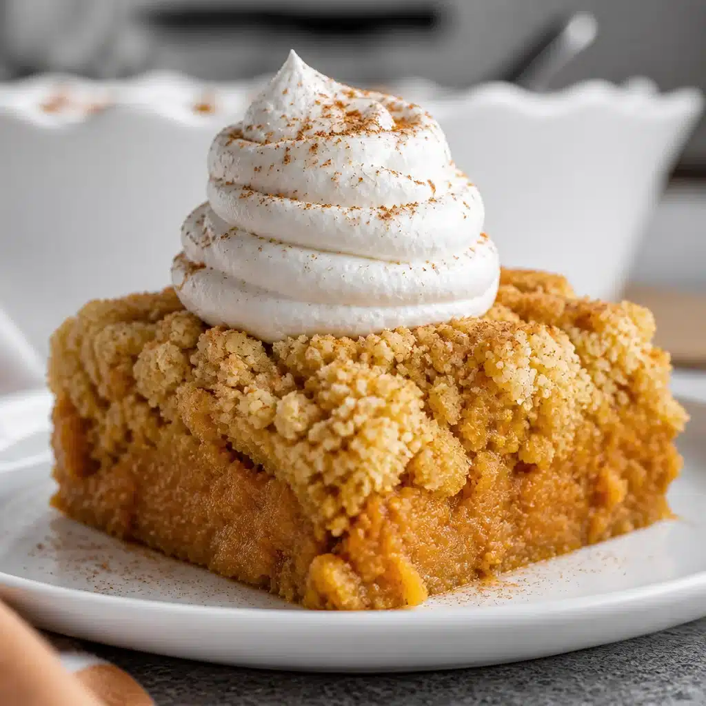 Easy Pumpkin Dump Cake Recipe with 5 ingredients, perfect fall dessert.