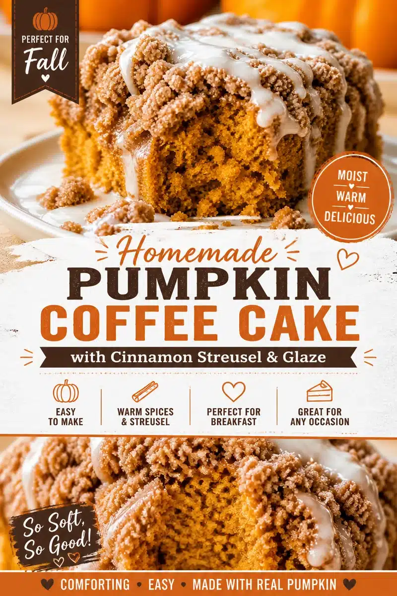 Moist Cinnamon Streusel Pumpkin Coffee Cake