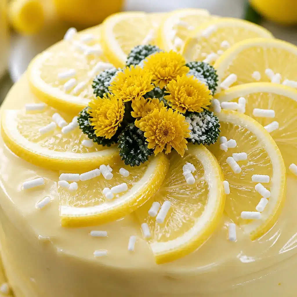 Limoncello Mascarpone Ricotta Cake topped with creamy mascarpone icing and lemon zest.