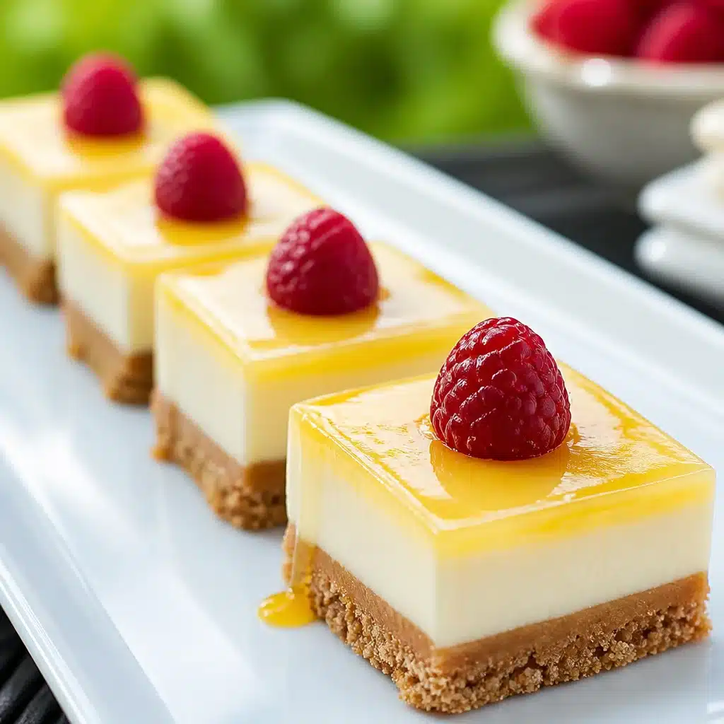 Delicious Limoncello Mascarpone Cheesecake Bars on a graham cracker crust.