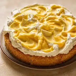 Delicious Limoncello Mascarpone Pudding Cake with creamy layers of lemon mascarpone.